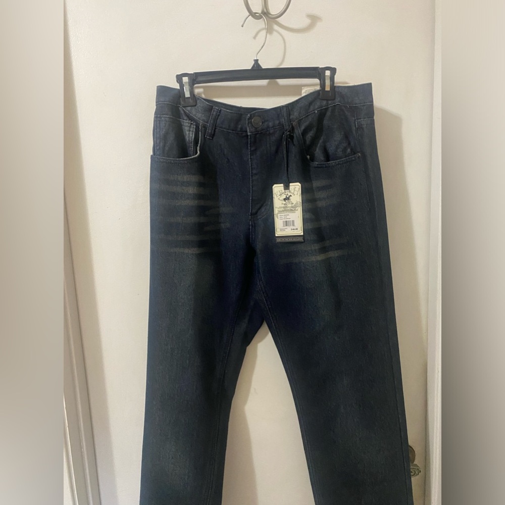 NWT Men’s Beverly Hills Polo Club Relaxed Straight Fit Blue Jeans, 34” x 30” - Picture 4 of 9